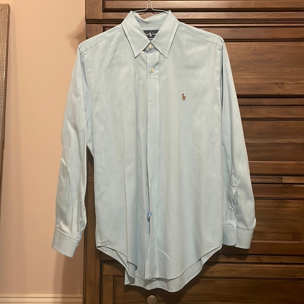 Mens Teal Button Down Polo